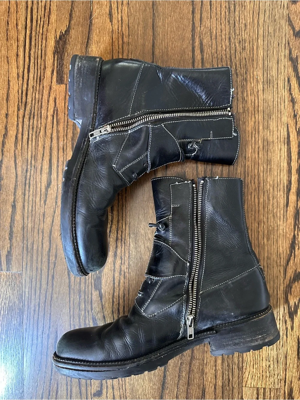 Donald J. Pliner Men's Bistro Black Leather Zip & Buckle Boots size 8.5
